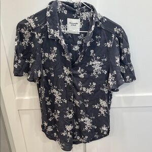 Abercrombie & Fitch Dark Blue Floral Button Down Shirt